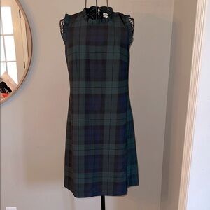 J. Crew Green and Blue Plaid Sleeveless Dress Size 2